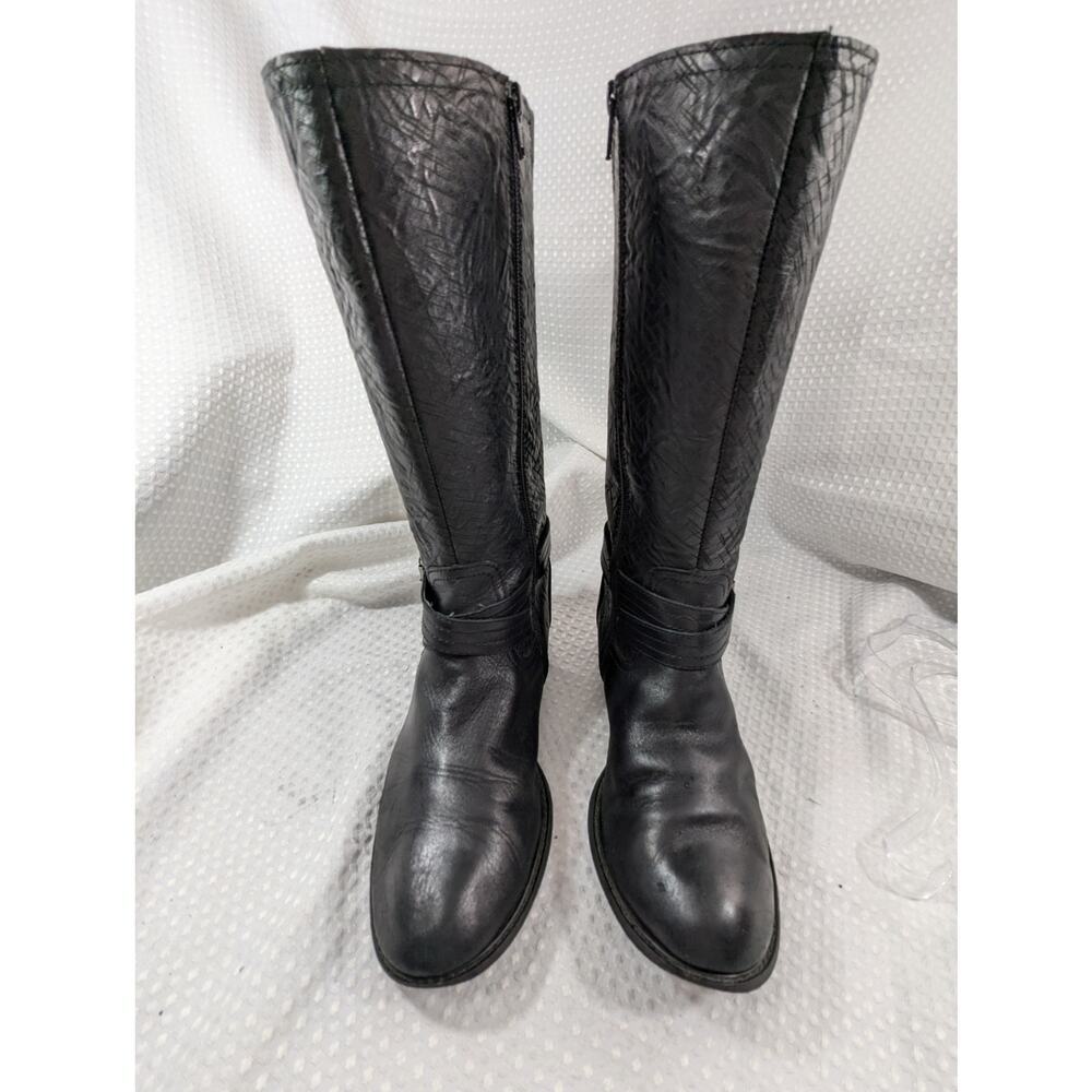 GIANNI BINI! ULTRA MOTO/BIKER STYLE HEAVY BLACK GENUINE LEATHER BOOTS! SZ 10M - Picture 4 of 11